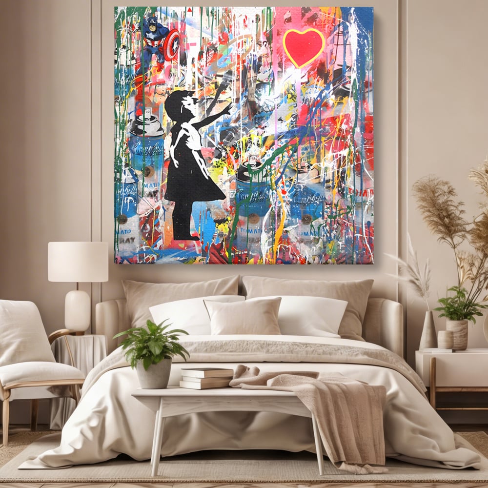 Tablou Canvas Premium LuxCanva® A1201, Happy Child , Decorativ, Dormitor, Multicolor, Inima, Camera Copil, Culori Vibrante