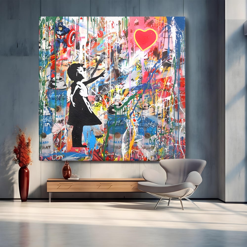 Tablou Canvas Premium LuxCanva® A1201, Happy Child , Decorativ, Dormitor, Multicolor, Inima, Camera Copil, Culori Vibrante