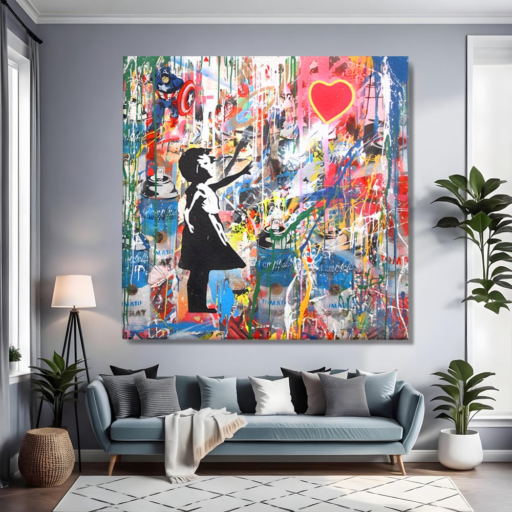 Tablou Canvas Premium LuxCanva® A1201, Happy Child , Decorativ, Dormitor, Multicolor, Inima, Camera Copil, Culori Vibrante