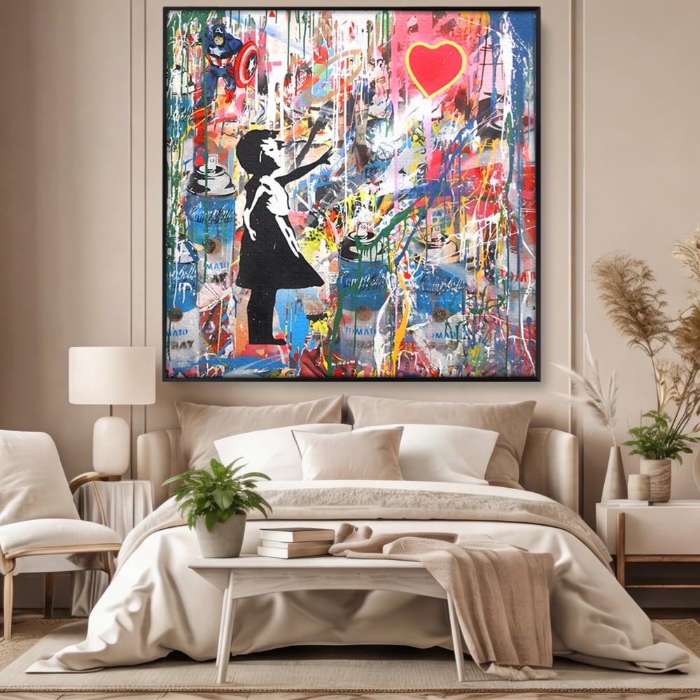Tablou Canvas Premium LuxCanva® A1201, Happy Child , Decorativ, Dormitor, Multicolor, Inima, Camera Copil, Culori Vibrante