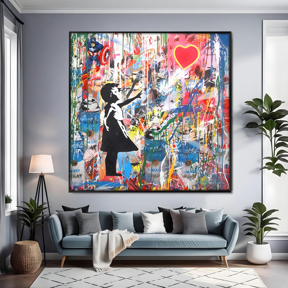 Tablou Canvas Premium LuxCanva® A1201, Happy Child , Decorativ, Dormitor, Multicolor, Inima, Camera Copil, Culori Vibrante