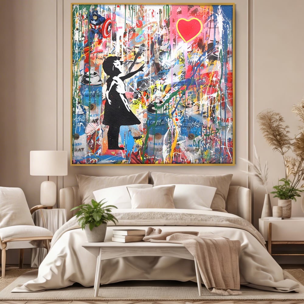 Tablou Canvas Premium LuxCanva® A1201, Happy Child , Decorativ, Dormitor, Multicolor, Inima, Camera Copil, Culori Vibrante