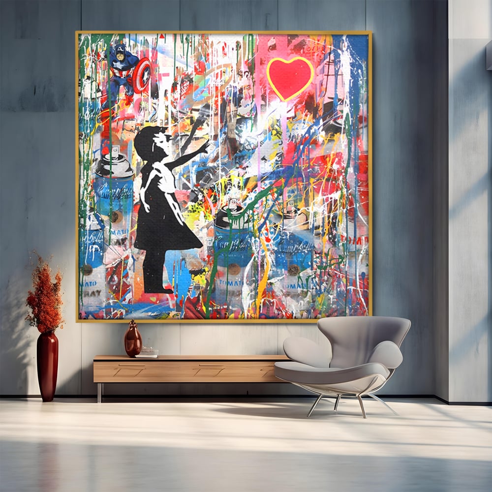 Tablou Canvas Premium LuxCanva® A1201, Happy Child , Decorativ, Dormitor, Multicolor, Inima, Camera Copil, Culori Vibrante