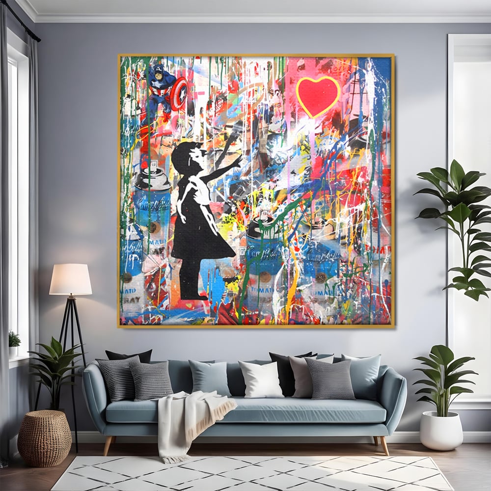 Tablou Canvas Premium LuxCanva® A1201, Happy Child , Decorativ, Dormitor, Multicolor, Inima, Camera Copil, Culori Vibrante