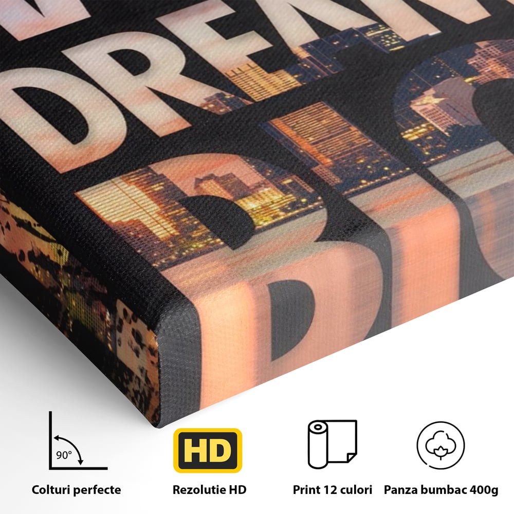 Tablou Canvas Premium LuxCanva® A1202, Work Hard , Decorativ, Birou, Vis, Motivational, Living, Culori Vibrante
