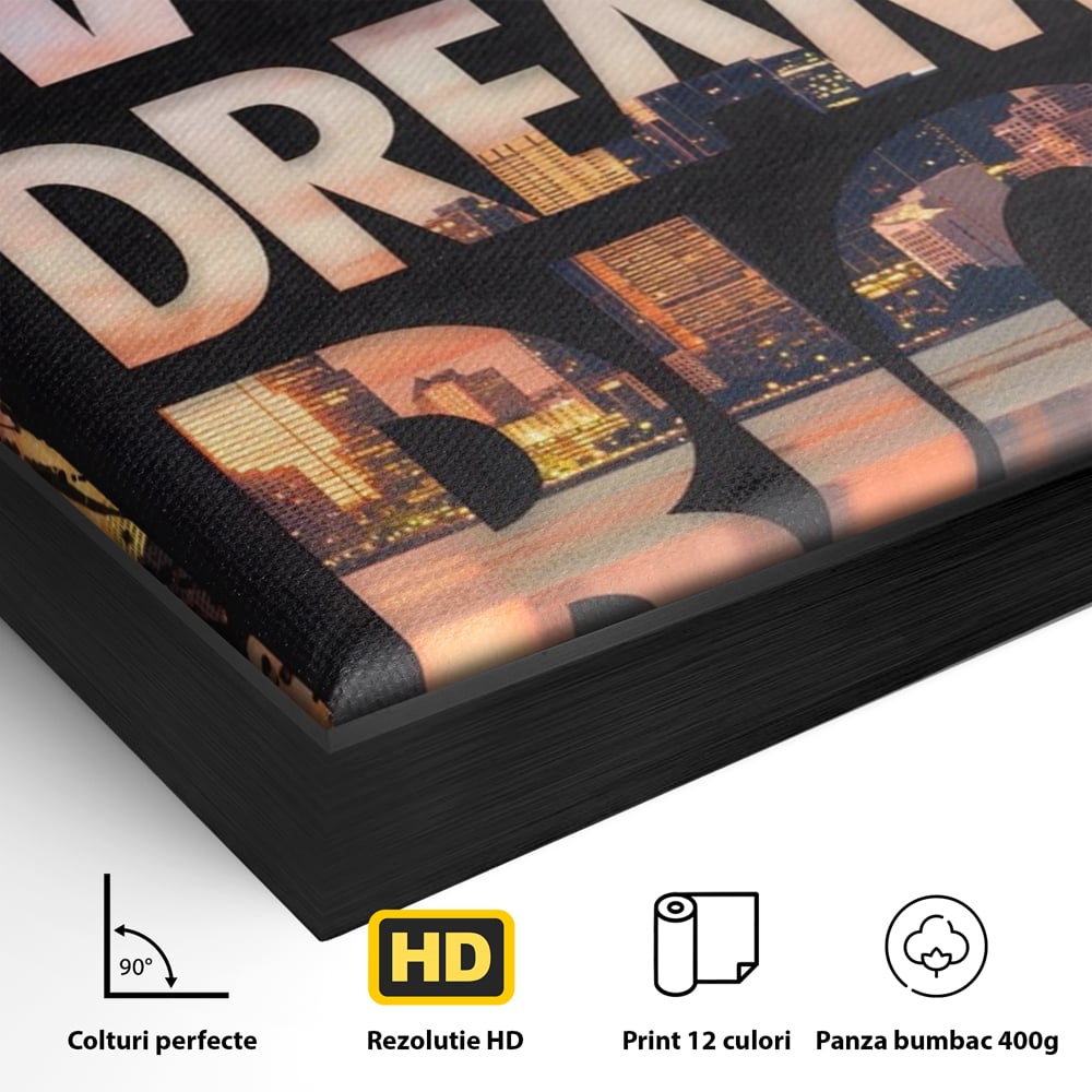 Tablou Canvas Premium LuxCanva® A1202, Work Hard , Decorativ, Birou, Vis, Motivational, Living, Culori Vibrante