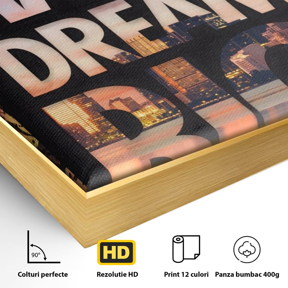 Tablou Canvas Premium LuxCanva® A1202, Work Hard , Decorativ, Birou, Vis, Motivational, Living, Culori Vibrante