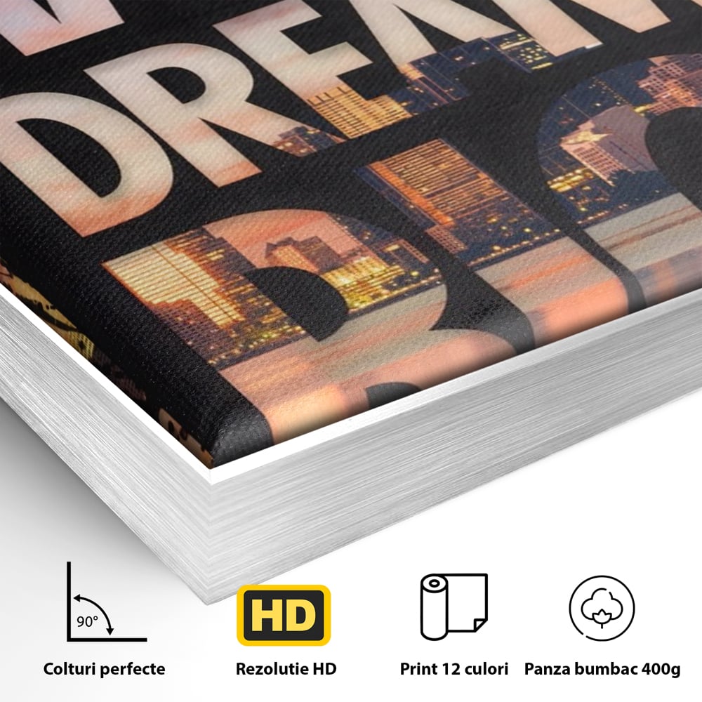 Tablou Canvas Premium LuxCanva® A1202, Work Hard , Decorativ, Birou, Vis, Motivational, Living, Culori Vibrante