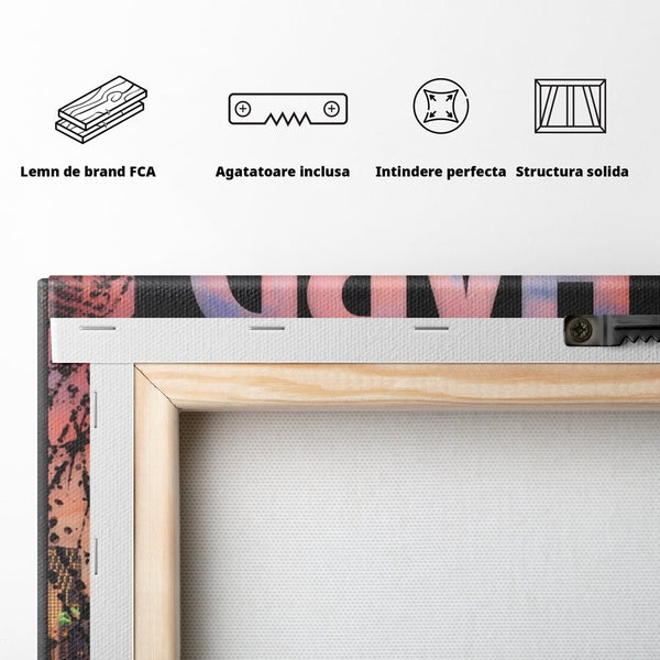 Tablou Canvas Premium LuxCanva® A1202, Work Hard , Decorativ, Birou, Vis, Motivational, Living, Culori Vibrante