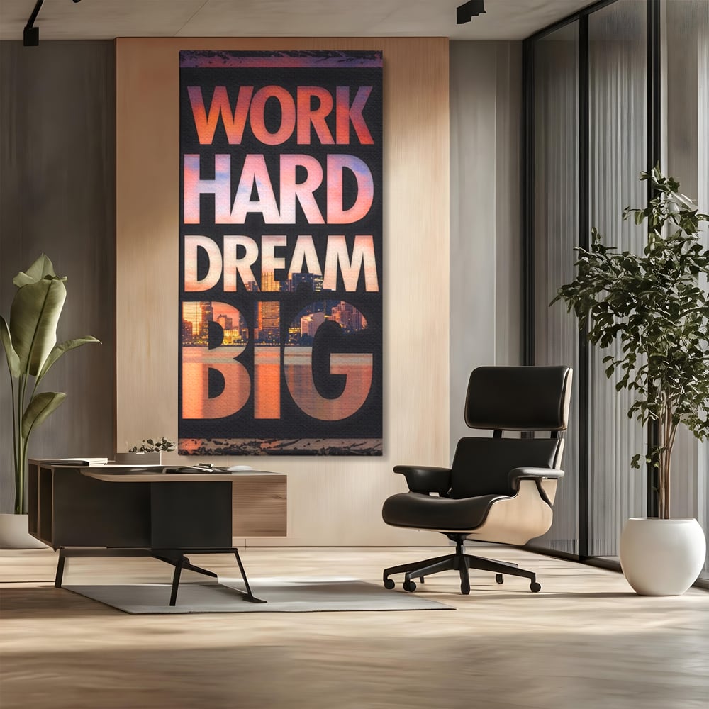 Tablou Canvas Premium LuxCanva® A1202, Work Hard , Decorativ, Birou, Vis, Motivational, Living, Culori Vibrante