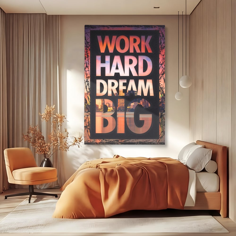 Tablou Canvas Premium LuxCanva® A1202, Work Hard , Decorativ, Birou, Vis, Motivational, Living, Culori Vibrante