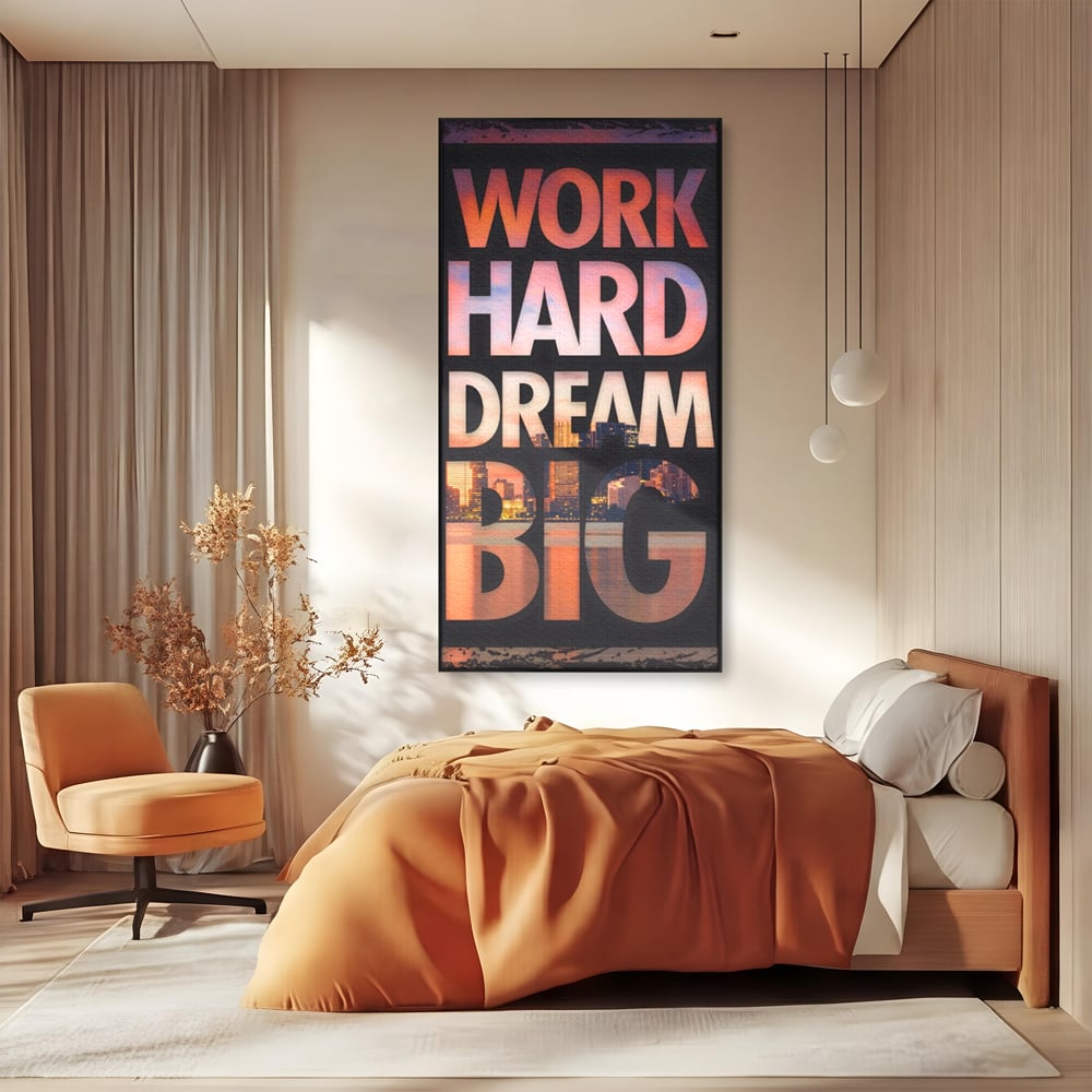 Tablou Canvas Premium LuxCanva® A1202, Work Hard , Decorativ, Birou, Vis, Motivational, Living, Culori Vibrante
