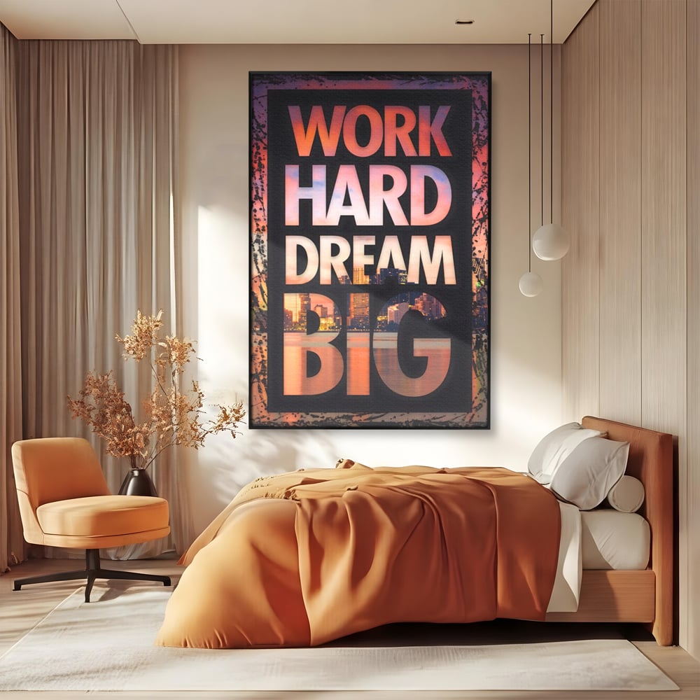 Tablou Canvas Premium LuxCanva® A1202, Work Hard , Decorativ, Birou, Vis, Motivational, Living, Culori Vibrante