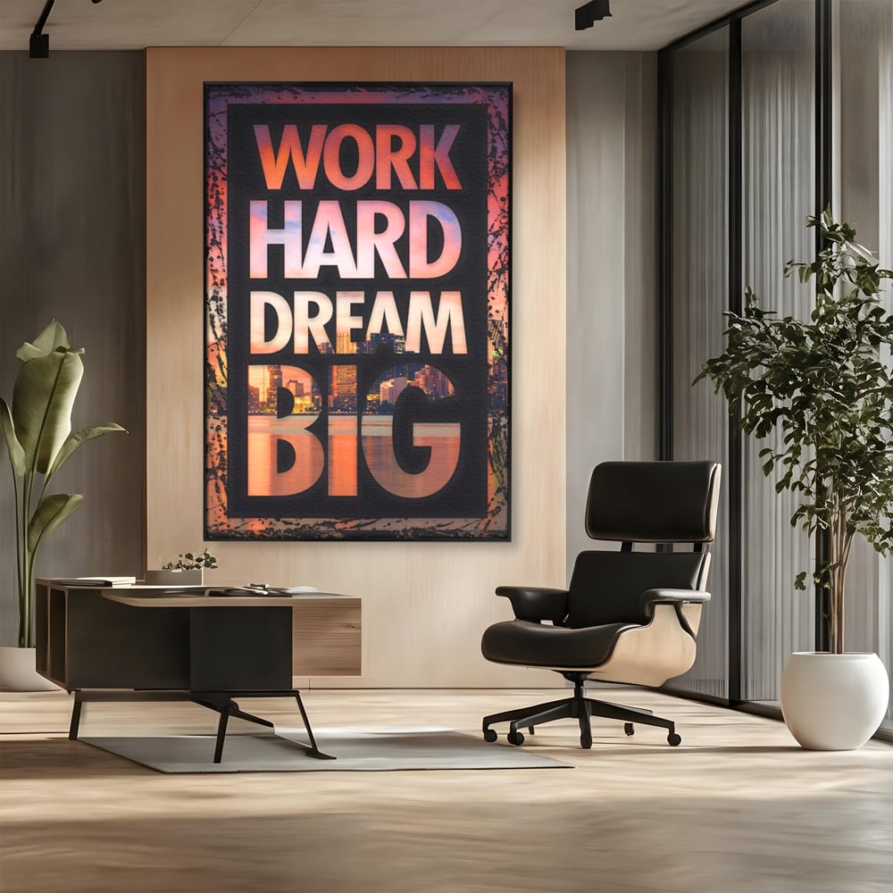 Tablou Canvas Premium LuxCanva® A1202, Work Hard , Decorativ, Birou, Vis, Motivational, Living, Culori Vibrante