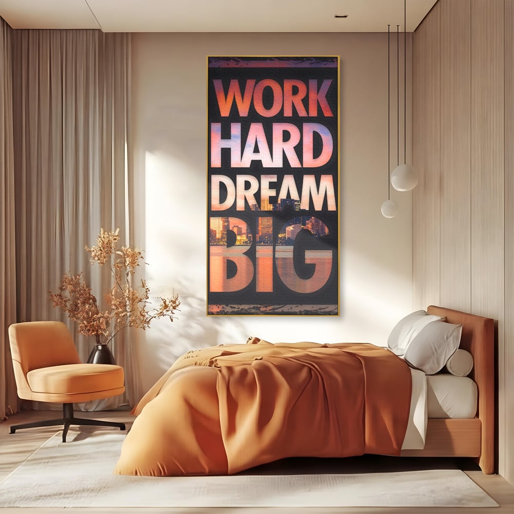 Tablou Canvas Premium LuxCanva® A1202, Work Hard , Decorativ, Birou, Vis, Motivational, Living, Culori Vibrante