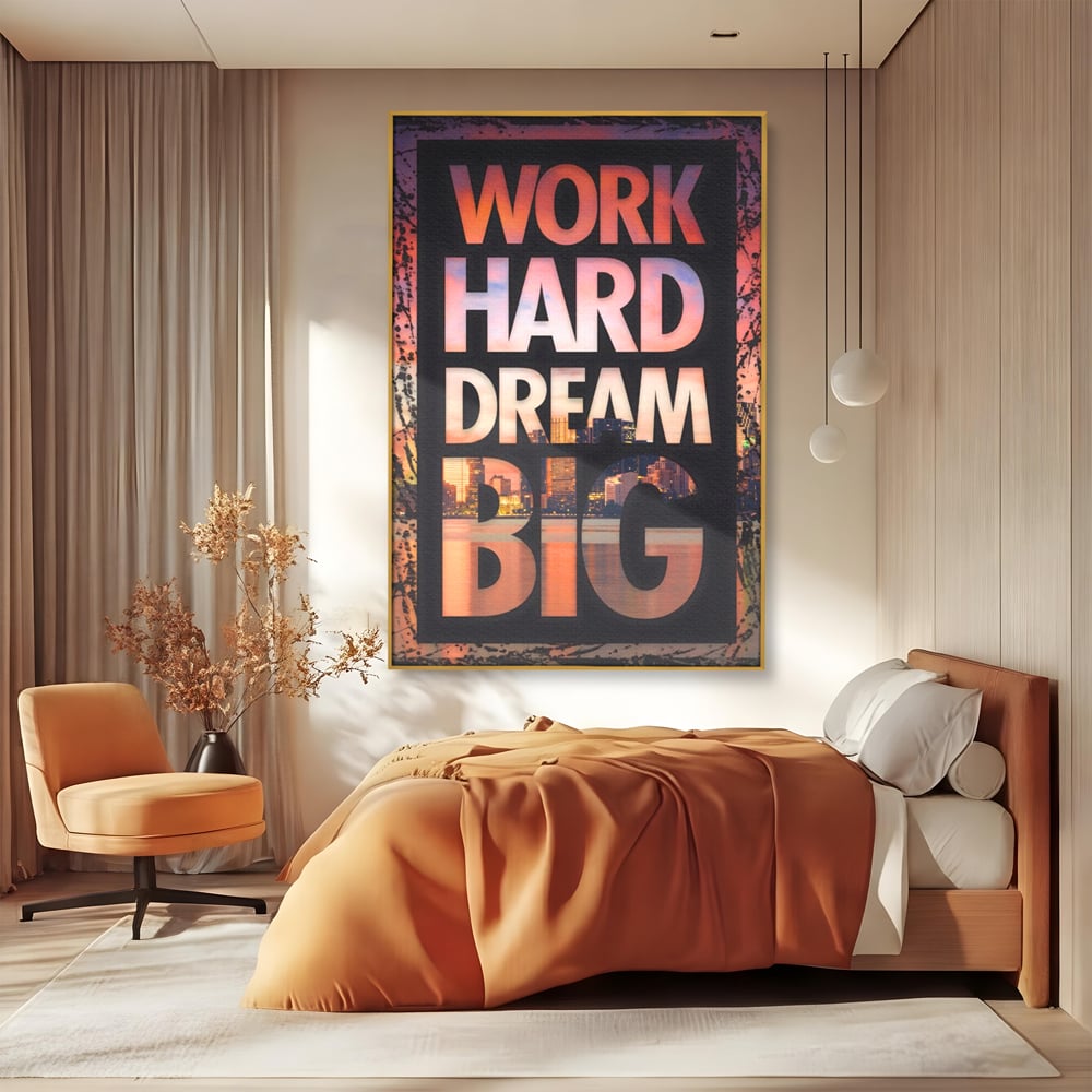 Tablou Canvas Premium LuxCanva® A1202, Work Hard , Decorativ, Birou, Vis, Motivational, Living, Culori Vibrante