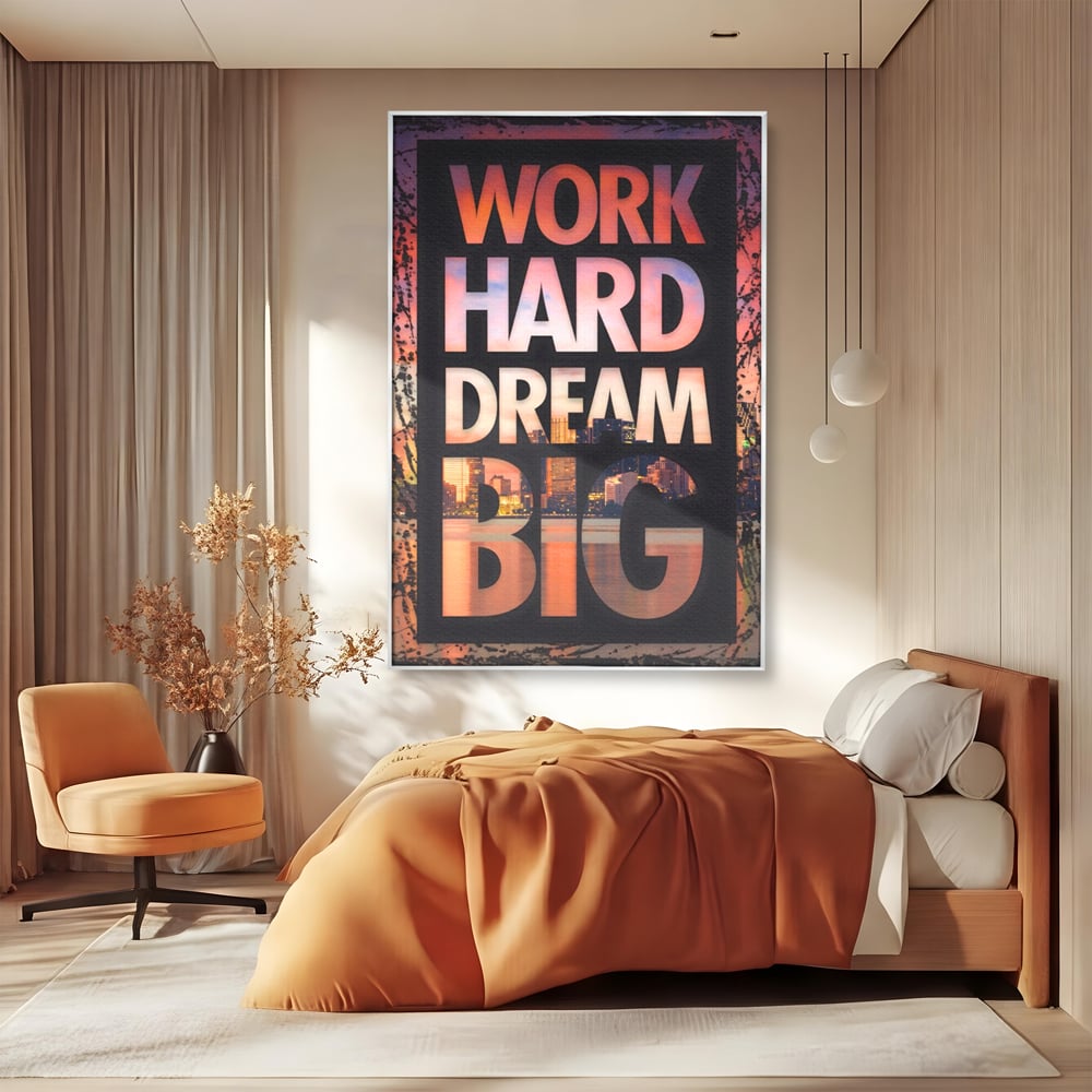 Tablou Canvas Premium LuxCanva® A1202, Work Hard , Decorativ, Birou, Vis, Motivational, Living, Culori Vibrante