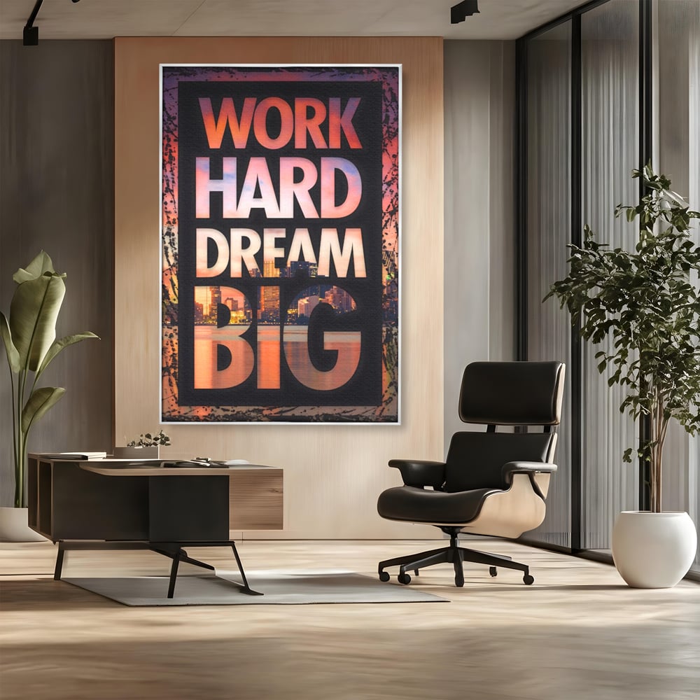 Tablou Canvas Premium LuxCanva® A1202, Work Hard , Decorativ, Birou, Vis, Motivational, Living, Culori Vibrante