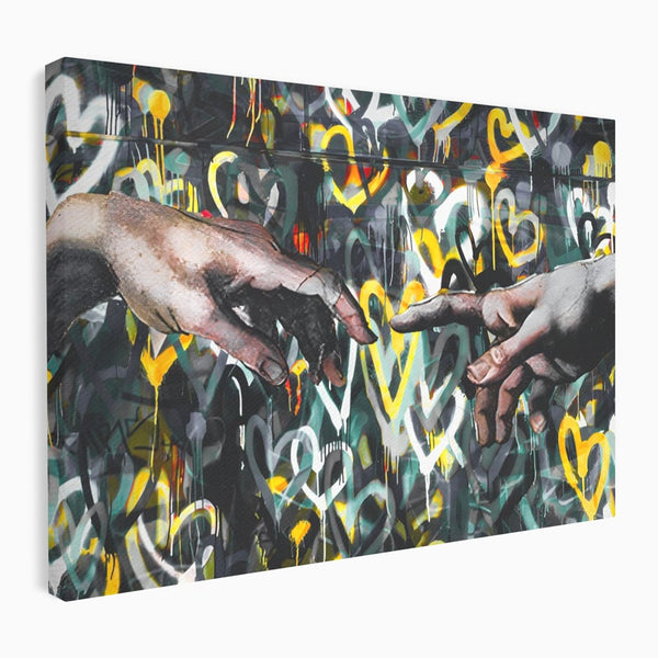 Leinwandbilder Premium LuxCanva® A1203, 2Hands Love , Dekorativ, Schlafzimmer, Liebe, Paar, Wohnen, Bunte Herzen, Lebendige Farben