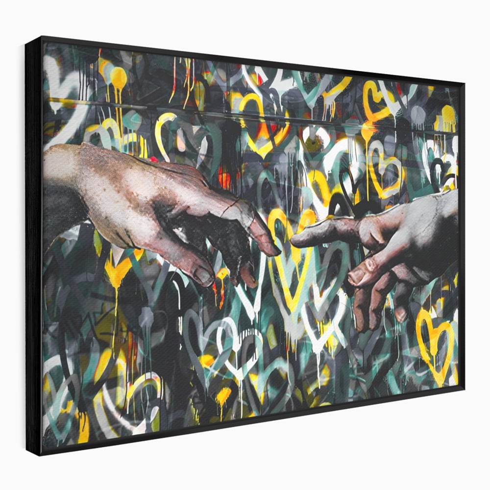 Leinwandbilder Premium LuxCanva® A1203, 2Hands Love , Dekorativ, Schlafzimmer, Liebe, Paar, Wohnen, Bunte Herzen, Lebendige Farben