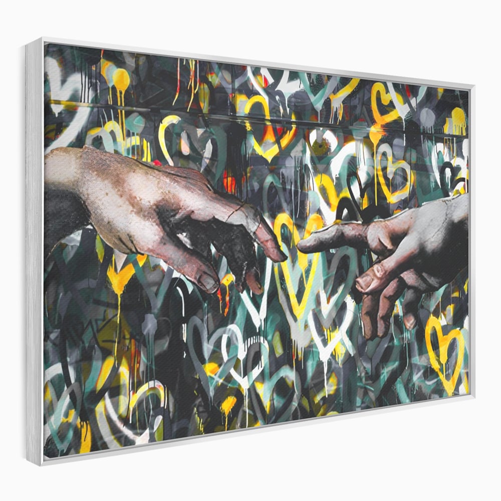 Leinwandbilder Premium LuxCanva® A1203, 2Hands Love , Dekorativ, Schlafzimmer, Liebe, Paar, Wohnen, Bunte Herzen, Lebendige Farben