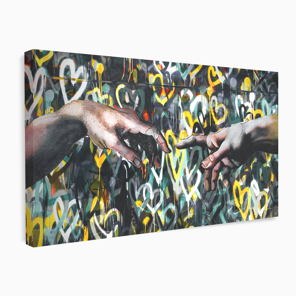Leinwandbilder Premium LuxCanva® A1203, 2Hands Love , Dekorativ, Schlafzimmer, Liebe, Paar, Wohnen, Bunte Herzen, Lebendige Farben