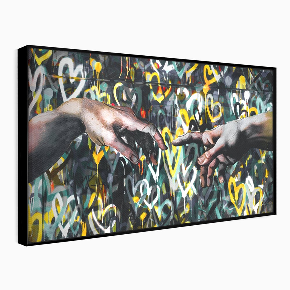 Leinwandbilder Premium LuxCanva® A1203, 2Hands Love , Dekorativ, Schlafzimmer, Liebe, Paar, Wohnen, Bunte Herzen, Lebendige Farben
