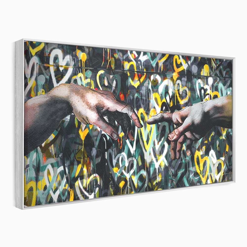 Leinwandbilder Premium LuxCanva® A1203, 2Hands Love , Dekorativ, Schlafzimmer, Liebe, Paar, Wohnen, Bunte Herzen, Lebendige Farben