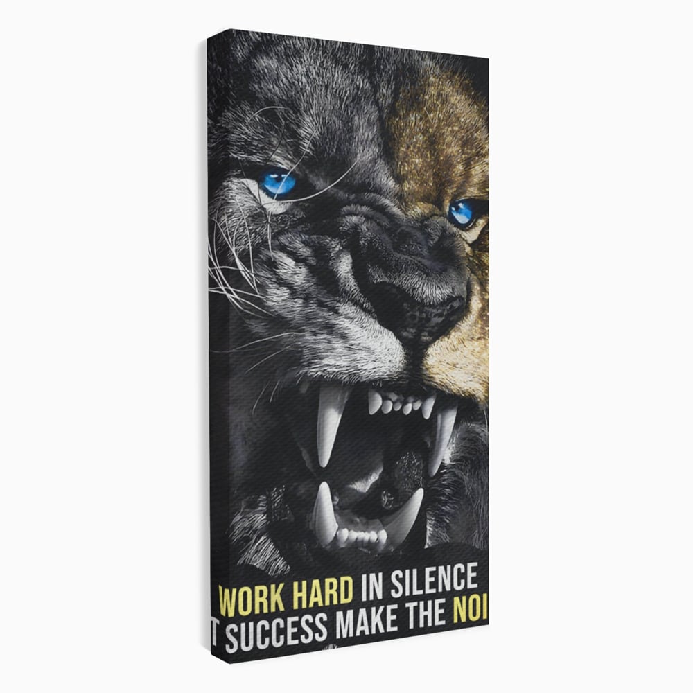 Tablou Canvas Premium LuxCanva® A1204, Let Succes Make The Noise , Decorativ, Birou, Leu, Motivational, Regele junglei, Living, Culori Vibrante
