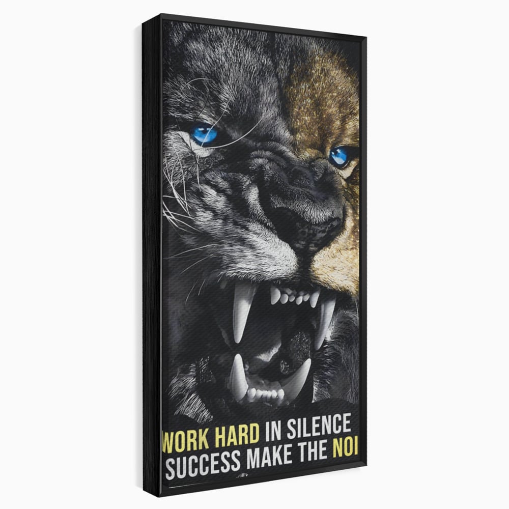 Tablou Canvas Premium LuxCanva® A1204, Let Succes Make The Noise , Decorativ, Birou, Leu, Motivational, Regele junglei, Living, Culori Vibrante