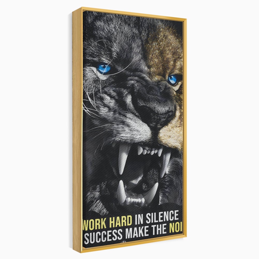 Tablou Canvas Premium LuxCanva® A1204, Let Succes Make The Noise , Decorativ, Birou, Leu, Motivational, Regele junglei, Living, Culori Vibrante