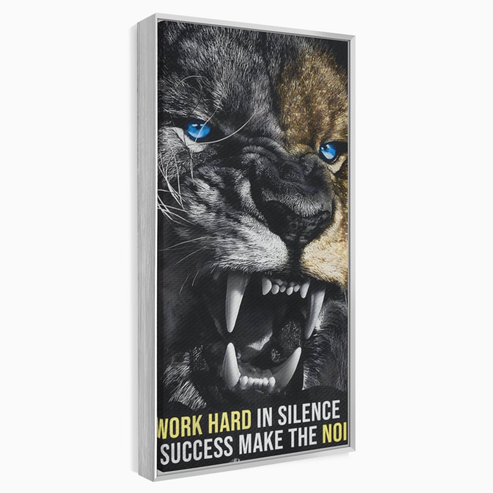 Tablou Canvas Premium LuxCanva® A1204, Let Succes Make The Noise , Decorativ, Birou, Leu, Motivational, Regele junglei, Living, Culori Vibrante