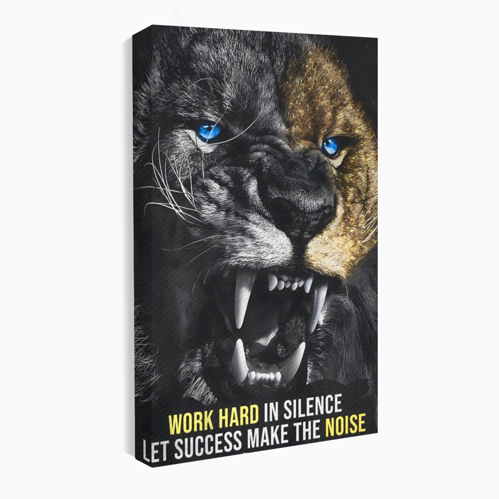 Tablou Canvas Premium LuxCanva® A1204, Let Succes Make The Noise , Decorativ, Birou, Leu, Motivational, Regele junglei, Living, Culori Vibrante