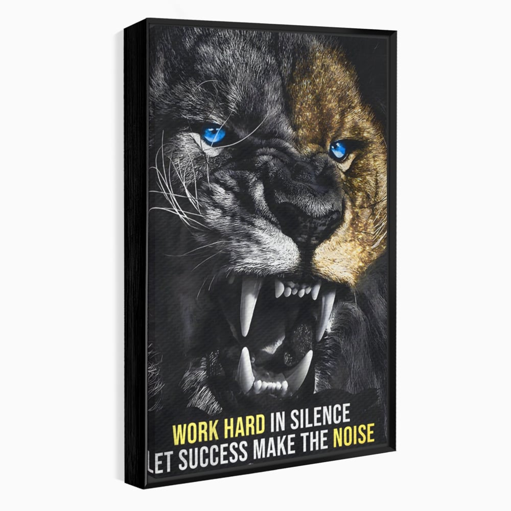 Tablou Canvas Premium LuxCanva® A1204, Let Succes Make The Noise , Decorativ, Birou, Leu, Motivational, Regele junglei, Living, Culori Vibrante
