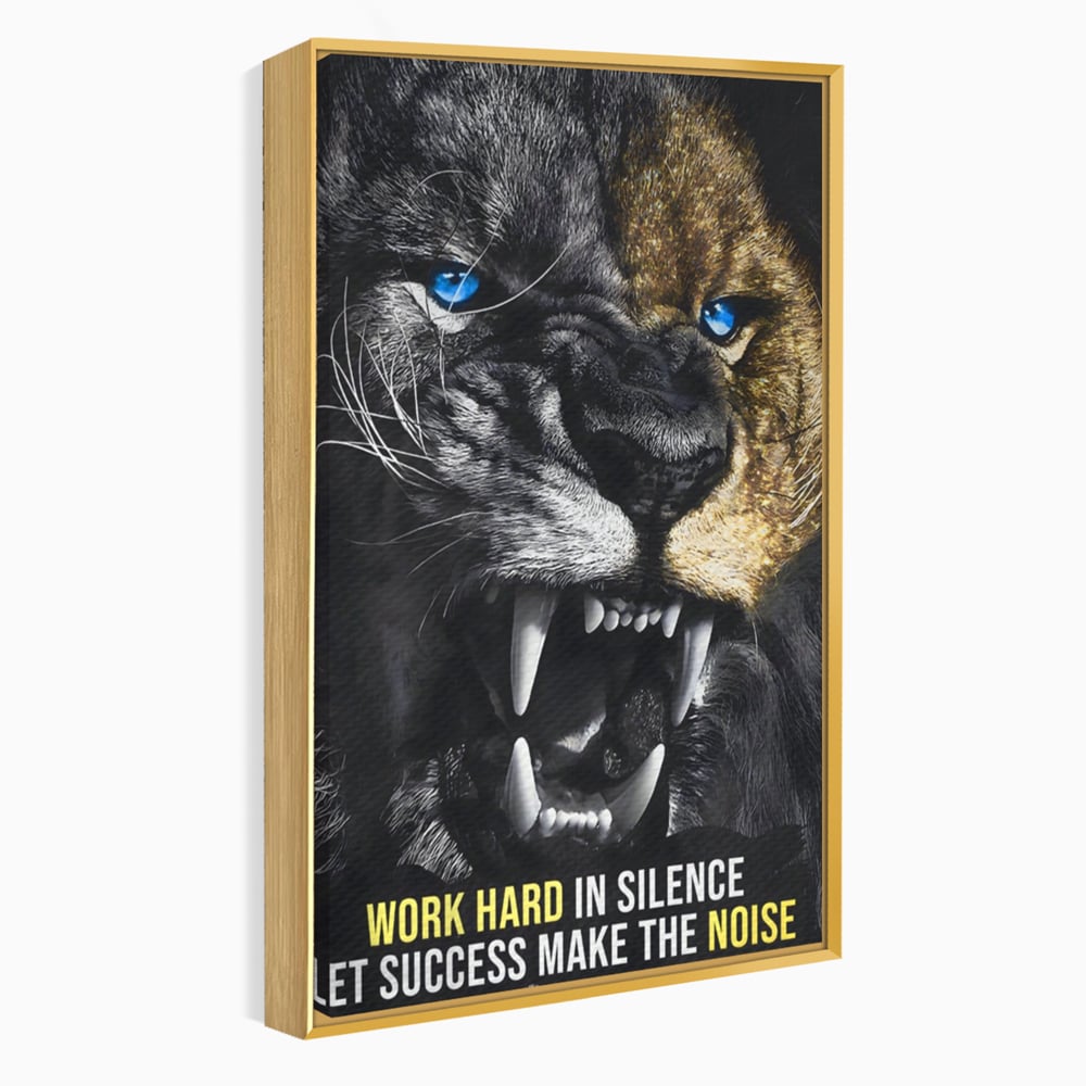Tablou Canvas Premium LuxCanva® A1204, Let Succes Make The Noise , Decorativ, Birou, Leu, Motivational, Regele junglei, Living, Culori Vibrante