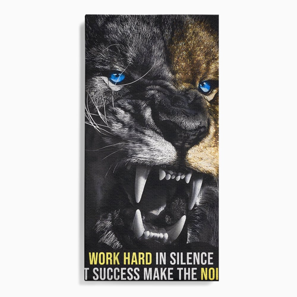 Tablou Canvas Premium LuxCanva® A1204, Let Succes Make The Noise , Decorativ, Birou, Leu, Motivational, Regele junglei, Living, Culori Vibrante