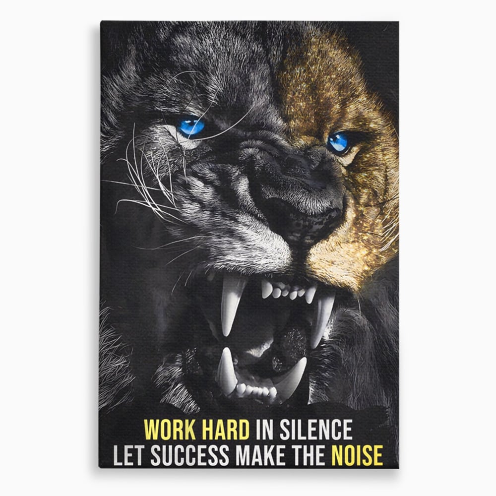Tablou Canvas Premium LuxCanva® A1204, Let Succes Make The Noise , Decorativ, Birou, Leu, Motivational, Regele junglei, Living, Culori Vibrante