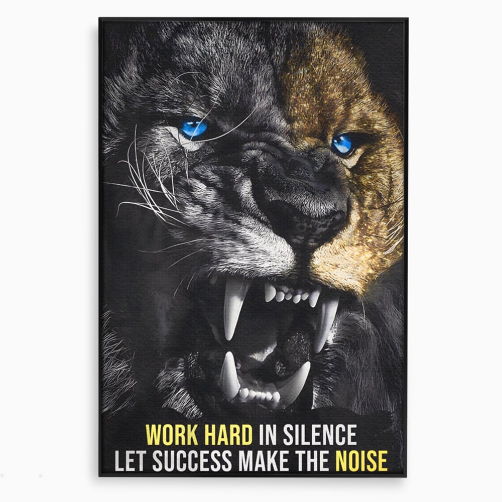 Tablou Canvas Premium LuxCanva® A1204, Let Succes Make The Noise , Decorativ, Birou, Leu, Motivational, Regele junglei, Living, Culori Vibrante