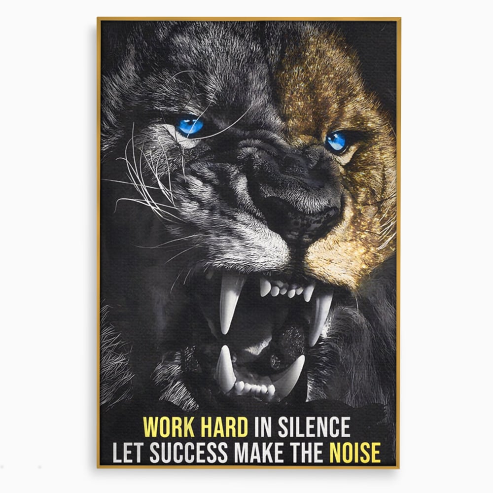 Tablou Canvas Premium LuxCanva® A1204, Let Succes Make The Noise , Decorativ, Birou, Leu, Motivational, Regele junglei, Living, Culori Vibrante