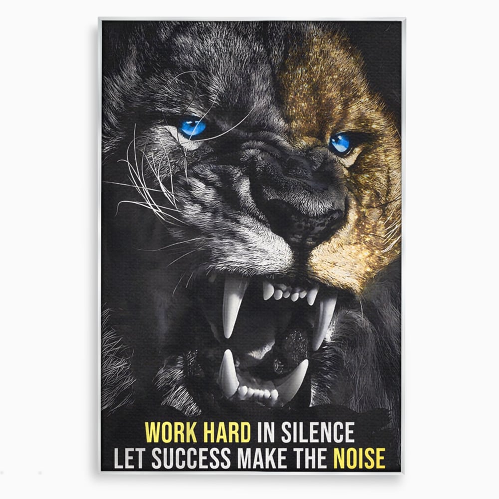 Tablou Canvas Premium LuxCanva® A1204, Let Succes Make The Noise , Decorativ, Birou, Leu, Motivational, Regele junglei, Living, Culori Vibrante