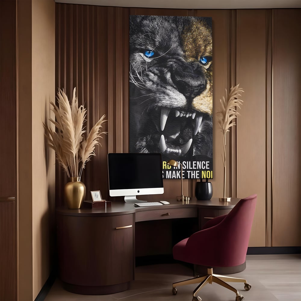 Tablou Canvas Premium LuxCanva® A1204, Let Succes Make The Noise , Decorativ, Birou, Leu, Motivational, Regele junglei, Living, Culori Vibrante