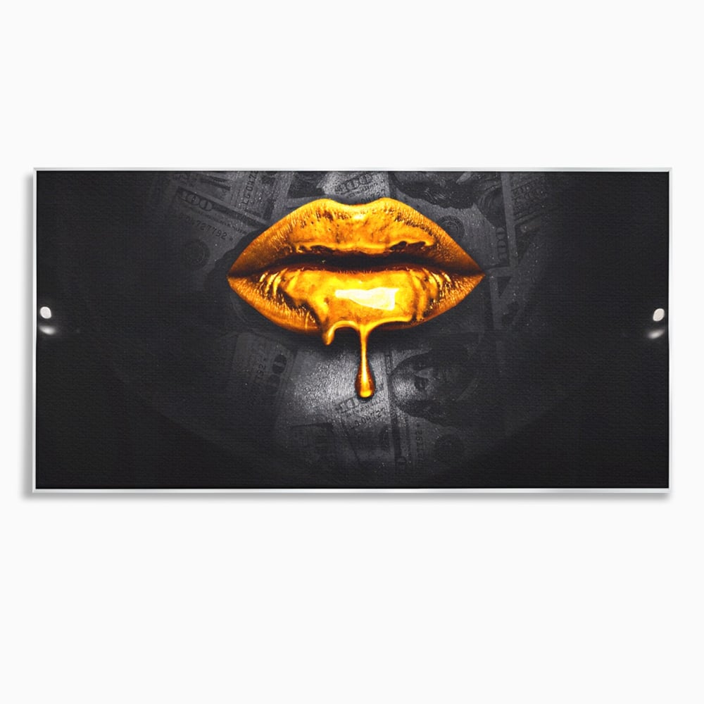 Leinwandbilder Premium LuxCanva® A1205, Gold Lips , Dekorativ, Dressing, Lippen, Lippen, Gold, Dollar, Wohnen, Lebendige Farben