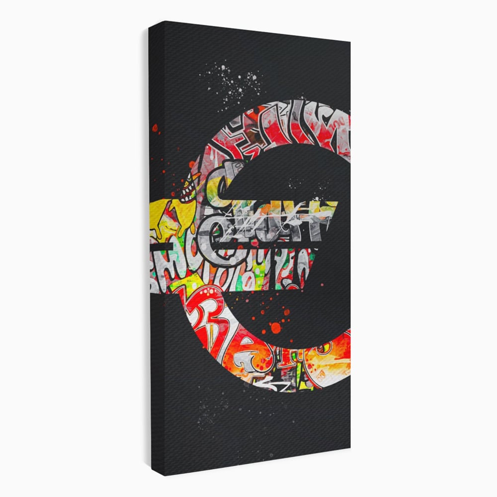 Tablou Canvas Premium LuxCanva® A1206, The Euro Sign , Decorativ, Birou, Graffiti Euro, Bani, Living, Culori Vibrante