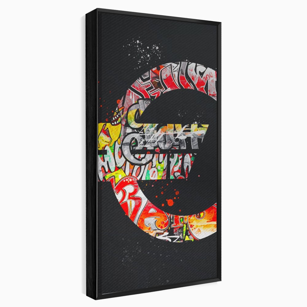 Tablou Canvas Premium LuxCanva® A1206, The Euro Sign , Decorativ, Birou, Graffiti Euro, Bani, Living, Culori Vibrante