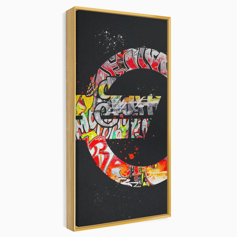 Tablou Canvas Premium LuxCanva® A1206, The Euro Sign , Decorativ, Birou, Graffiti Euro, Bani, Living, Culori Vibrante