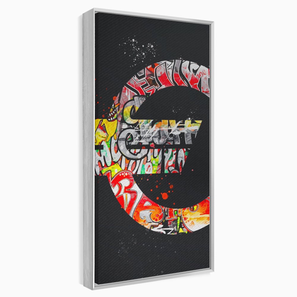 Tablou Canvas Premium LuxCanva® A1206, The Euro Sign , Decorativ, Birou, Graffiti Euro, Bani, Living, Culori Vibrante