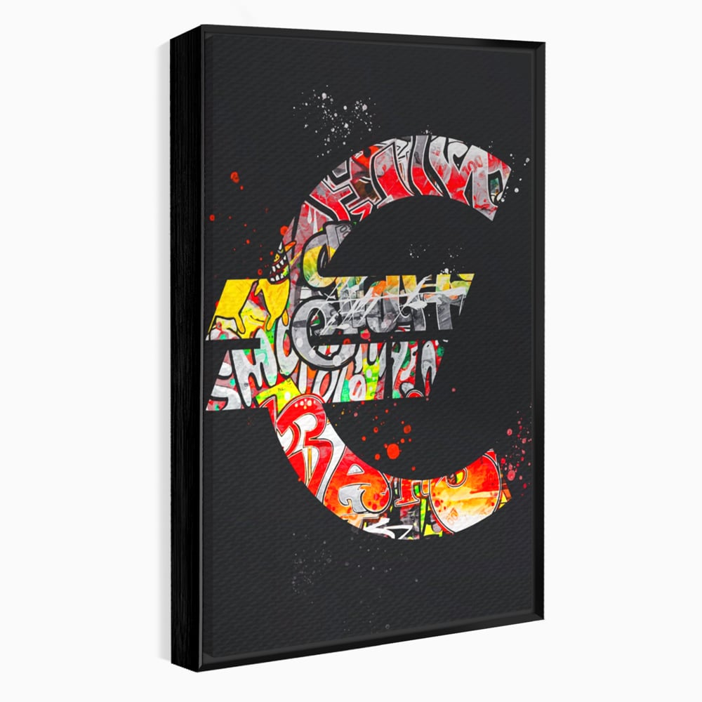 Tablou Canvas Premium LuxCanva® A1206, The Euro Sign , Decorativ, Birou, Graffiti Euro, Bani, Living, Culori Vibrante