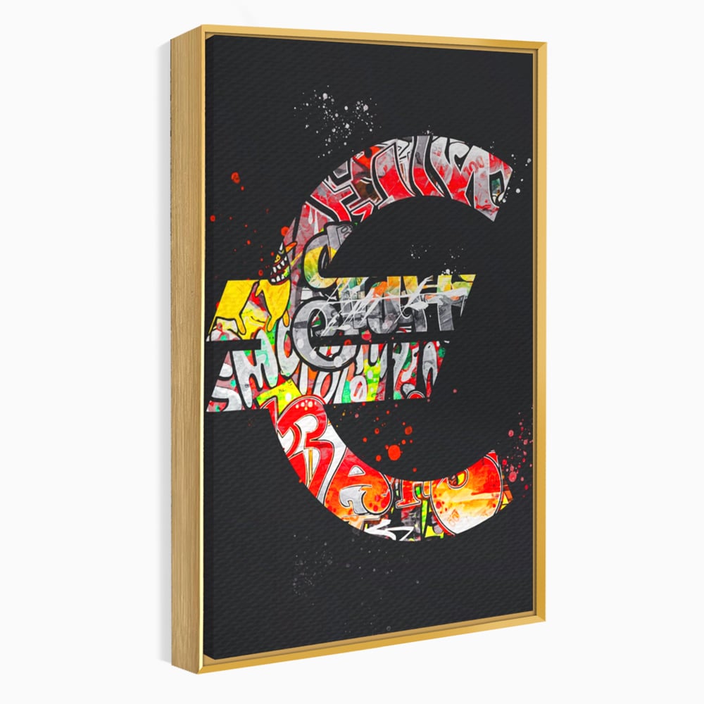 Tablou Canvas Premium LuxCanva® A1206, The Euro Sign , Decorativ, Birou, Graffiti Euro, Bani, Living, Culori Vibrante