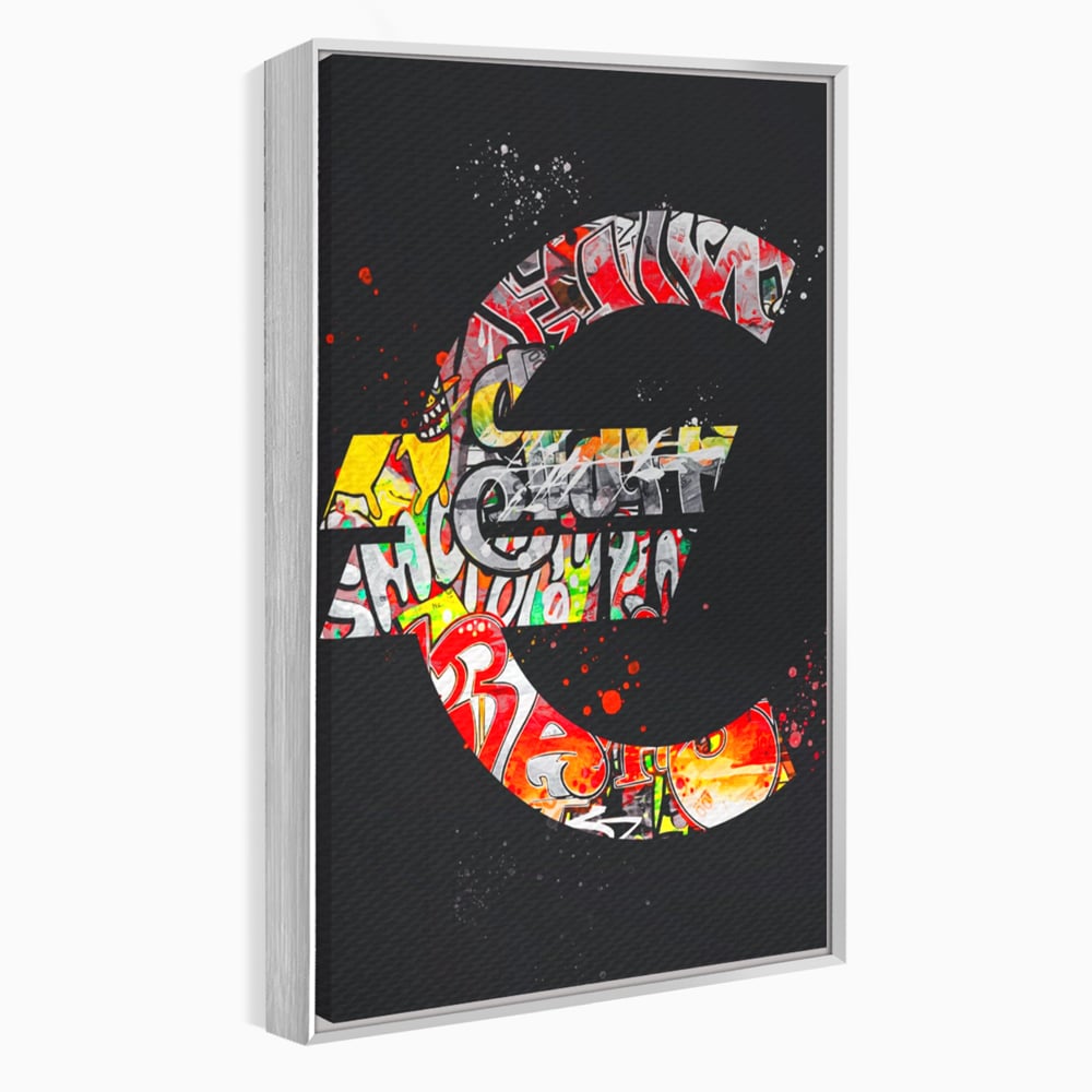 Tablou Canvas Premium LuxCanva® A1206, The Euro Sign , Decorativ, Birou, Graffiti Euro, Bani, Living, Culori Vibrante