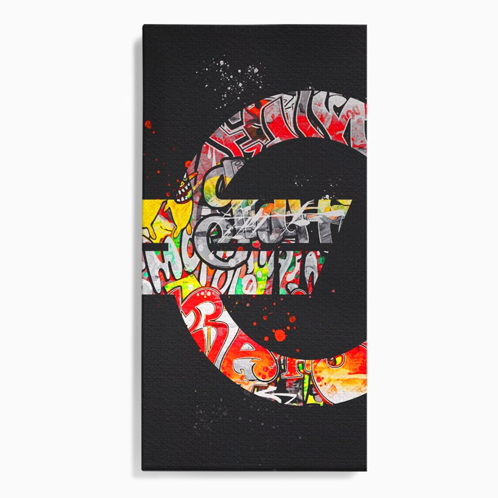 Tablou Canvas Premium LuxCanva® A1206, The Euro Sign , Decorativ, Birou, Graffiti Euro, Bani, Living, Culori Vibrante